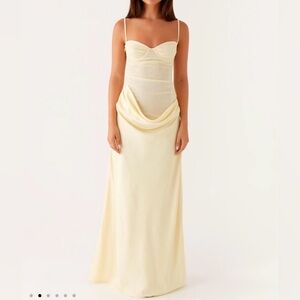 Peppermayo Strapless Cream Maxi Dress